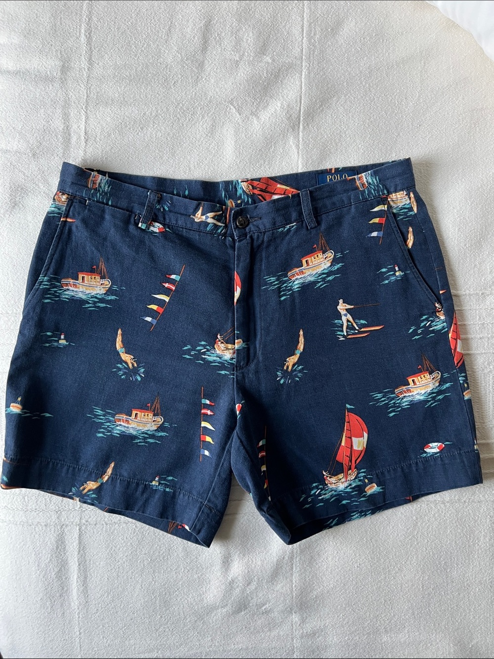 Polo by Ralph Lauren Navy Sailboat & Coastal Print shorts